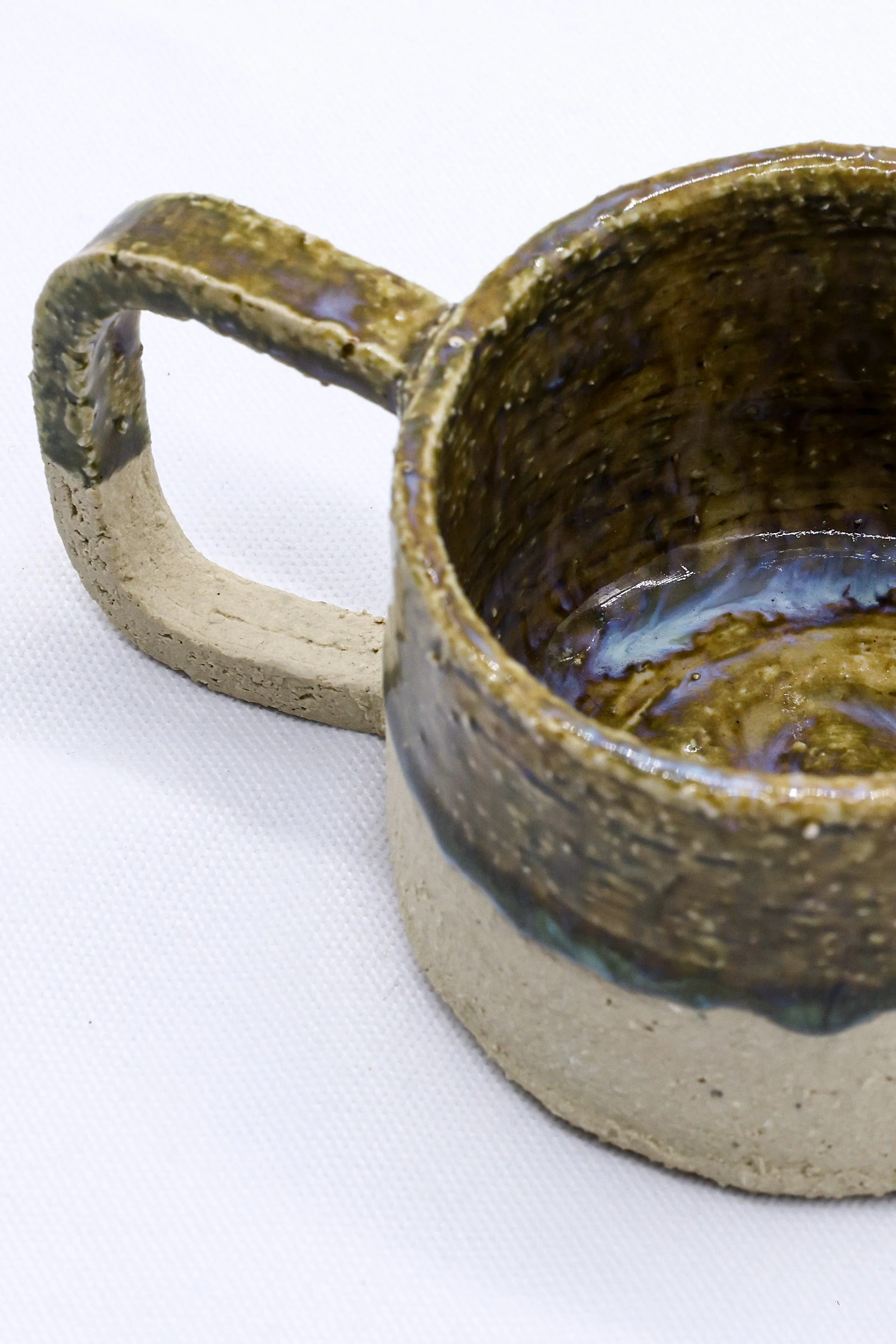 Beige Grande Handmade Milled Stoneware Big Ceramic Mug - Image 3