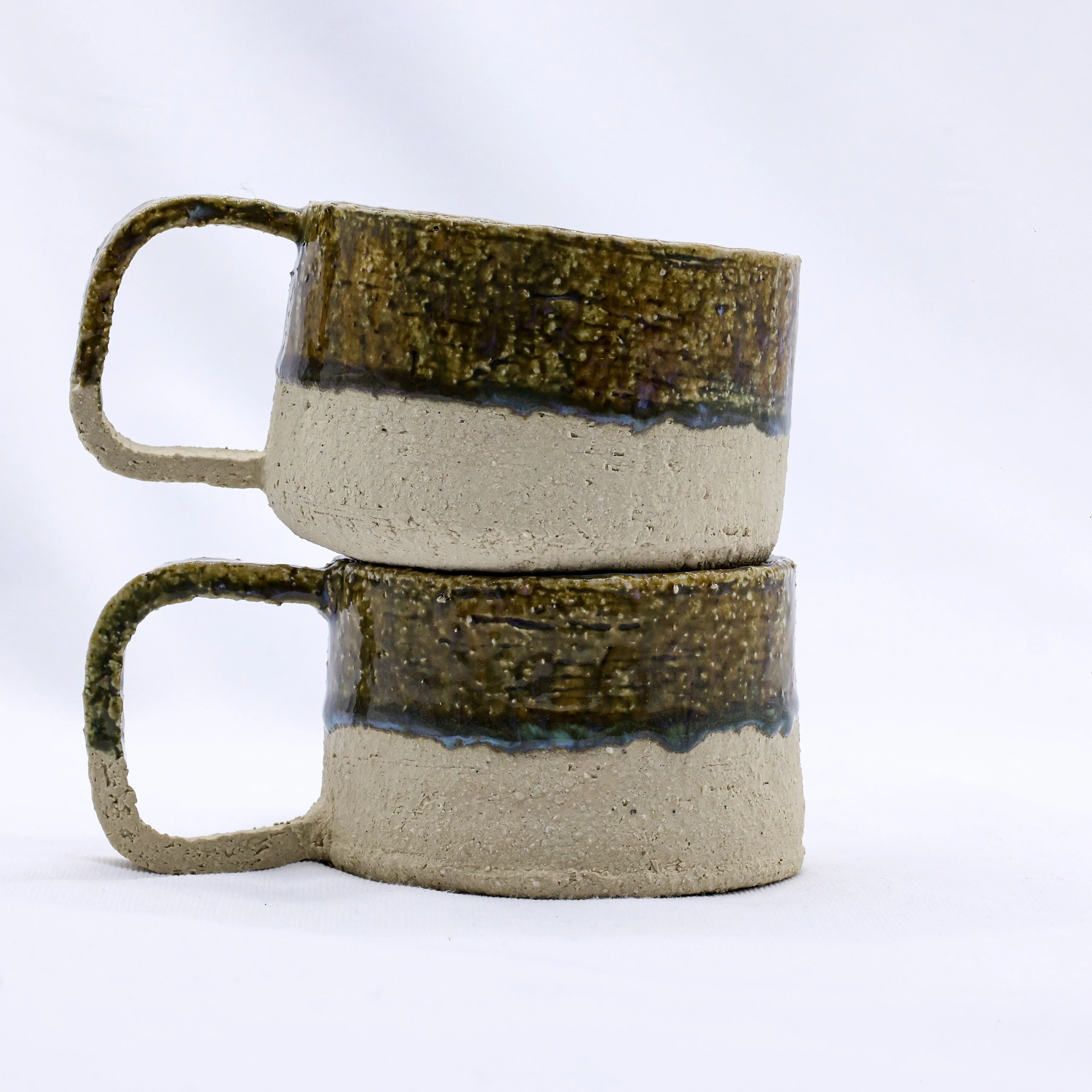 Beige Grande Handmade Milled Stoneware Big Ceramic Mug - Image 4