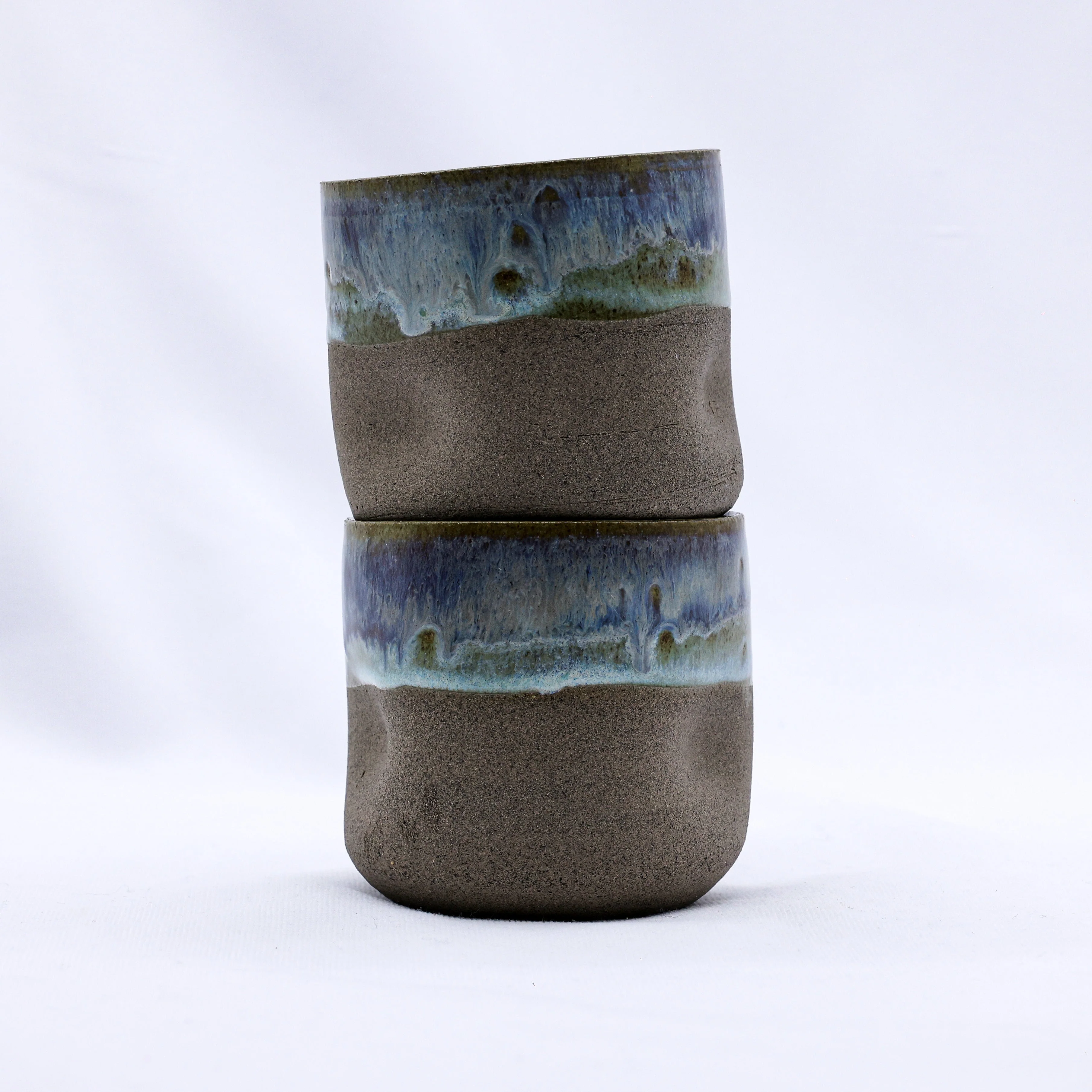 Bluverde Goccio Handmade Ceramic Smoked Grey Stoneware Short Cup - Image 4